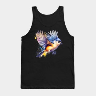 Watercolor Flying Tufted Titmouse Tank Top